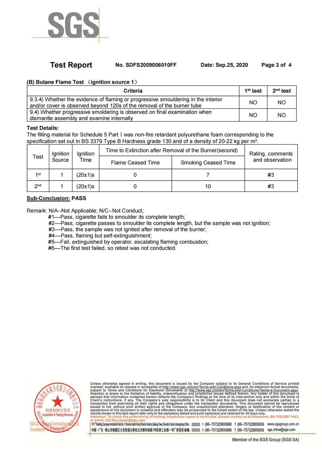 Fabric F.R BS 5852 test report page 3 - PDL Furniture