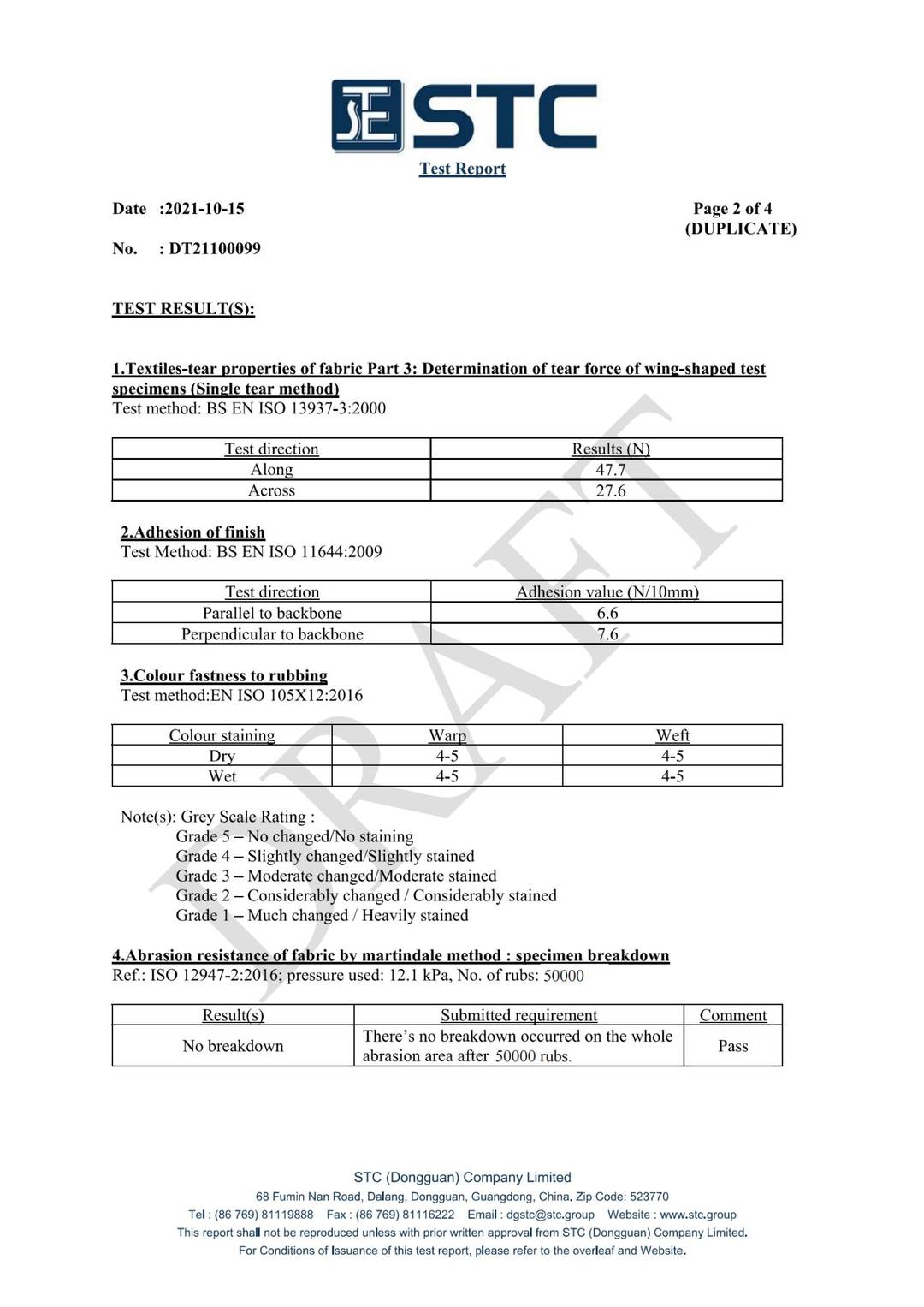 Faux Leather-color fastness, abrasion test report page 3 - PDL Furniture