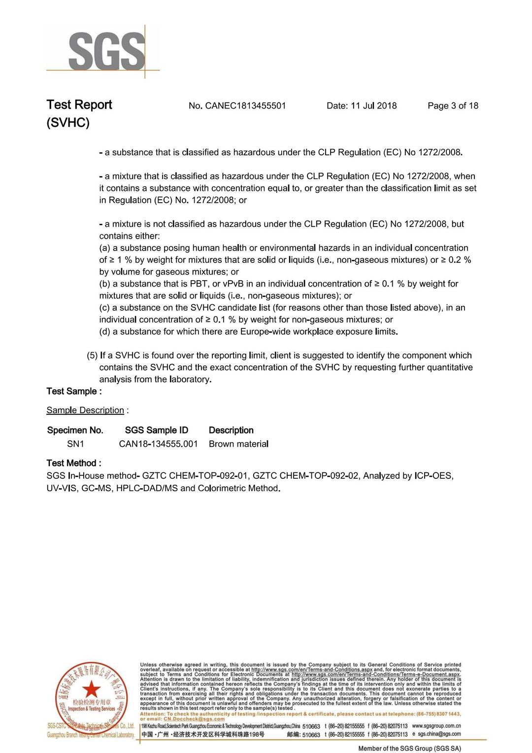 Substances of Very High Concern (SVHC)–REACH 191 test report page 9 - PDL Furniture