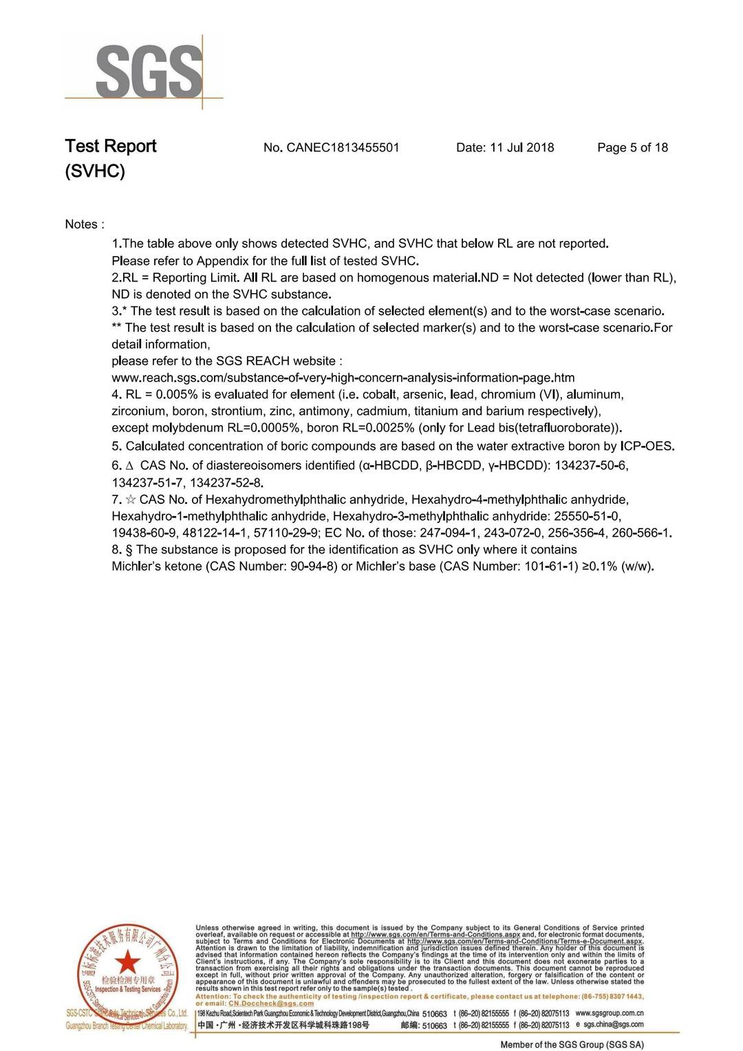Substances of Very High Concern (SVHC)–REACH 191 test report page 11 - PDL Furniture
