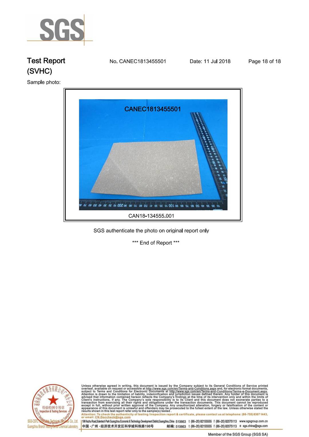Substances of Very High Concern (SVHC)–REACH 191 test report page 24 - PDL Furniture