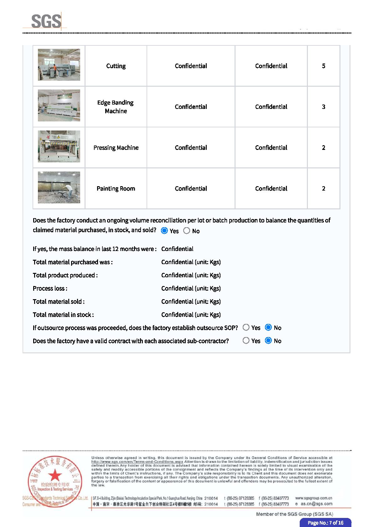 SGS Factory Audit 2025 test report page 7 - PDL Furniture