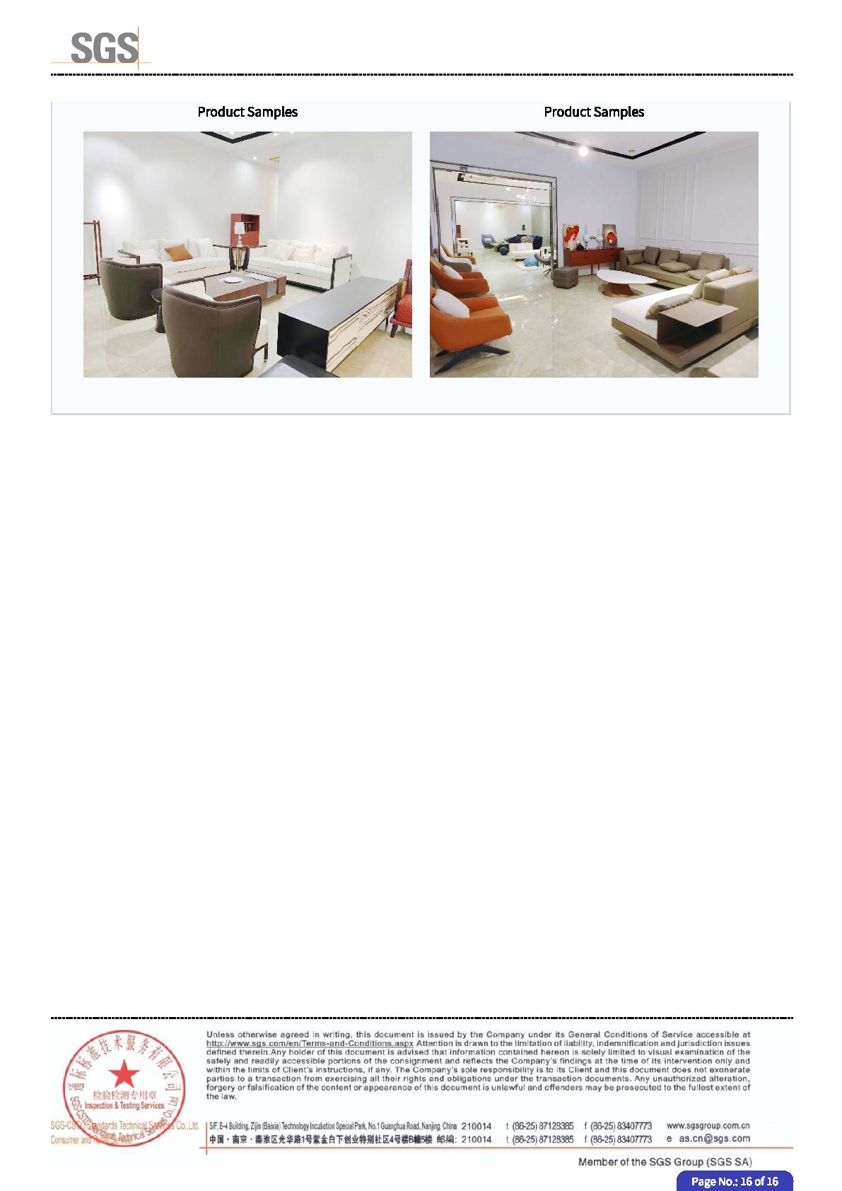 SGS Factory Audit 2025 test report page 16 - PDL Furniture