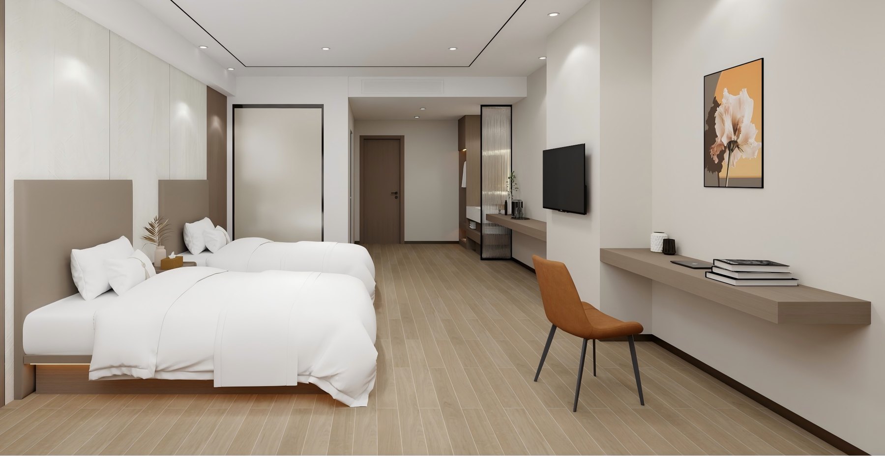 Guest Room Millwork and Storage Set Room Overview 02